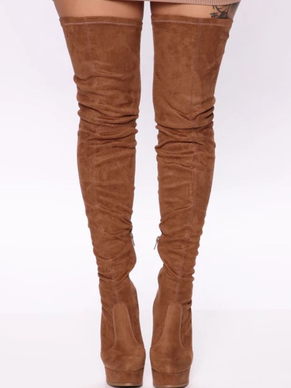 Fashion Nova Women's Over-The-Knee Lace Up Stiletto Boots - Brown - Picture 4 of 5